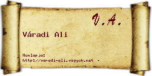 Váradi Ali névjegykártya